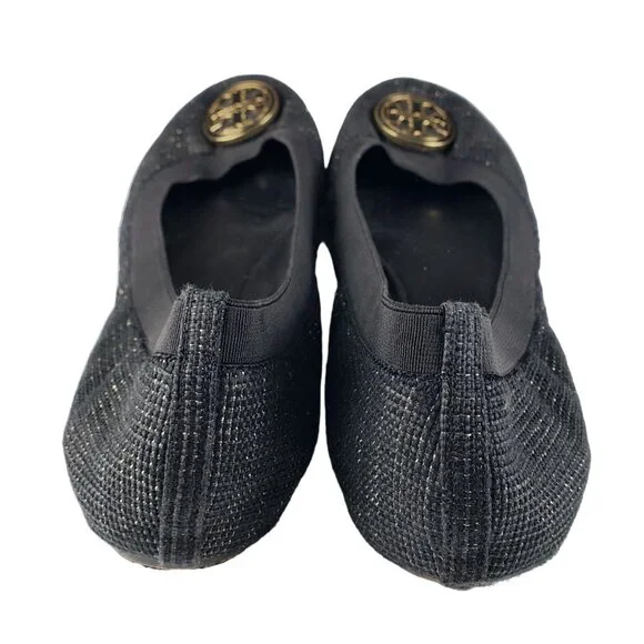 Tory Burch Caroline Arabia Black Elastic Flats 10M, Flaws - Picture 2 of 13